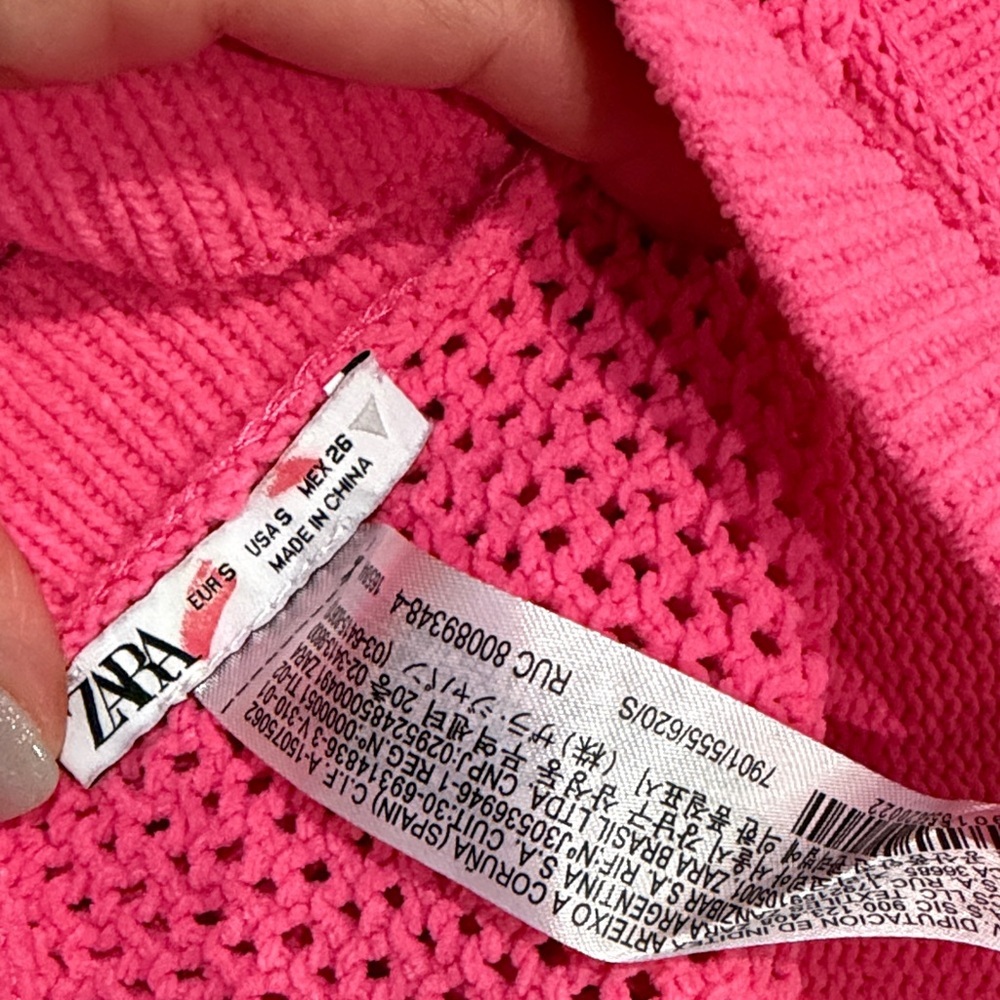 Zara Vibrant Pink Knit Top - Picture 2 of 2